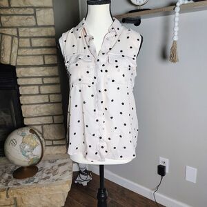 Premise Black and White Polka Dot Sleeveless Shirt